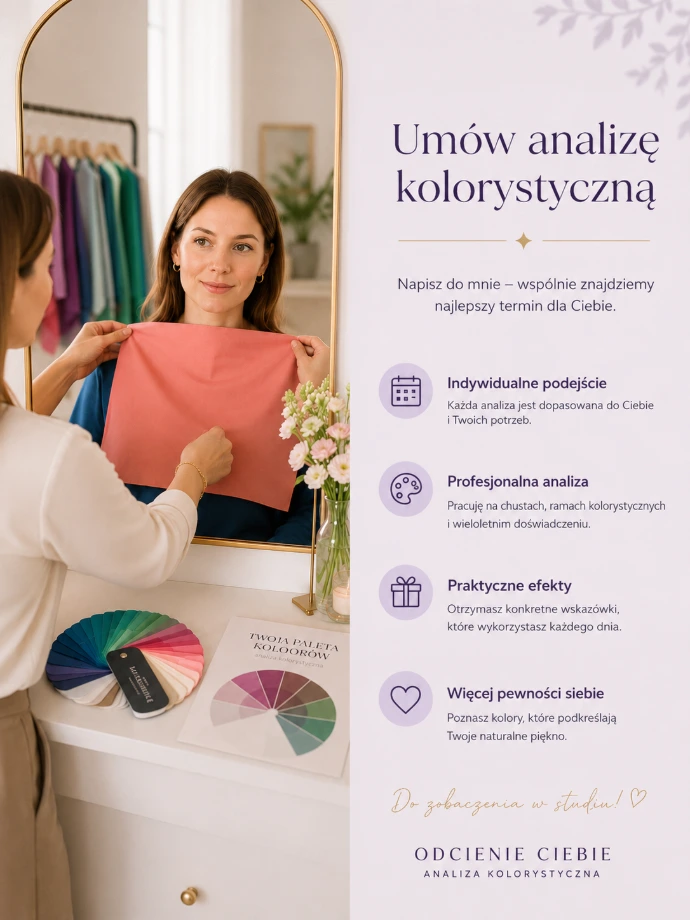 Umawianie analizy kolorystycznej w studio Odcienie Ciebie